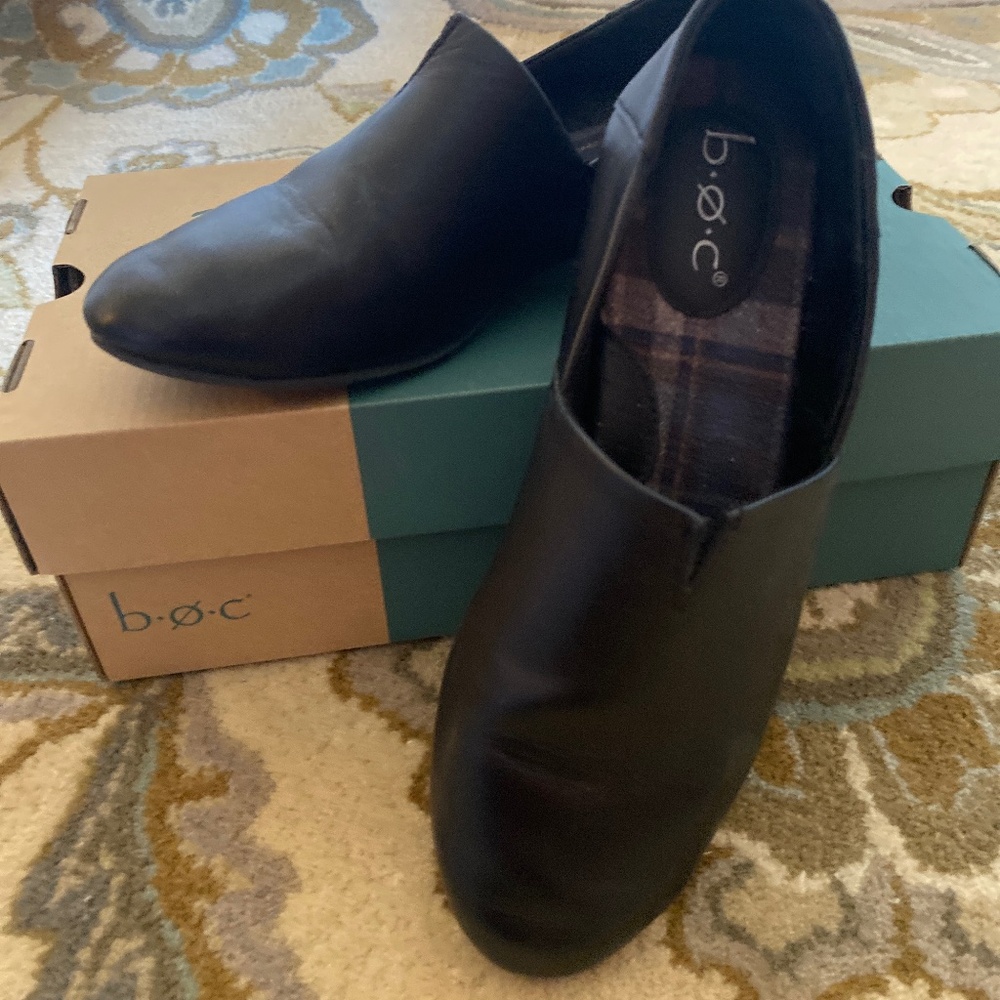 Black Leather Flats